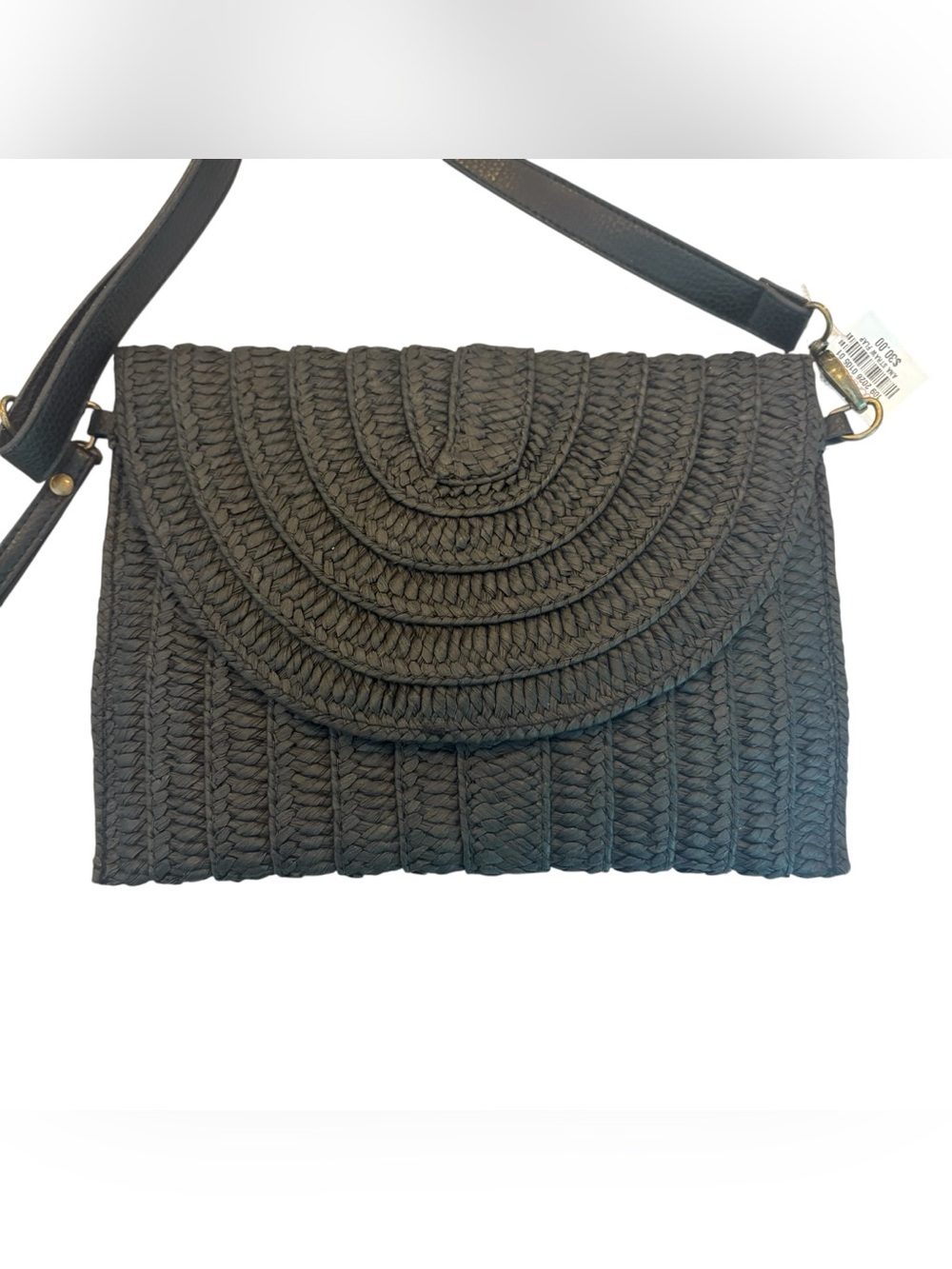 A.N.A Women's Straw Clutch Purse Bag Convertible Strap in black